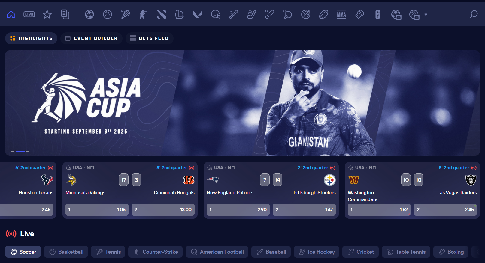 Duel Casino Sportsbook Interface - Minimal Edge Sports Betting
